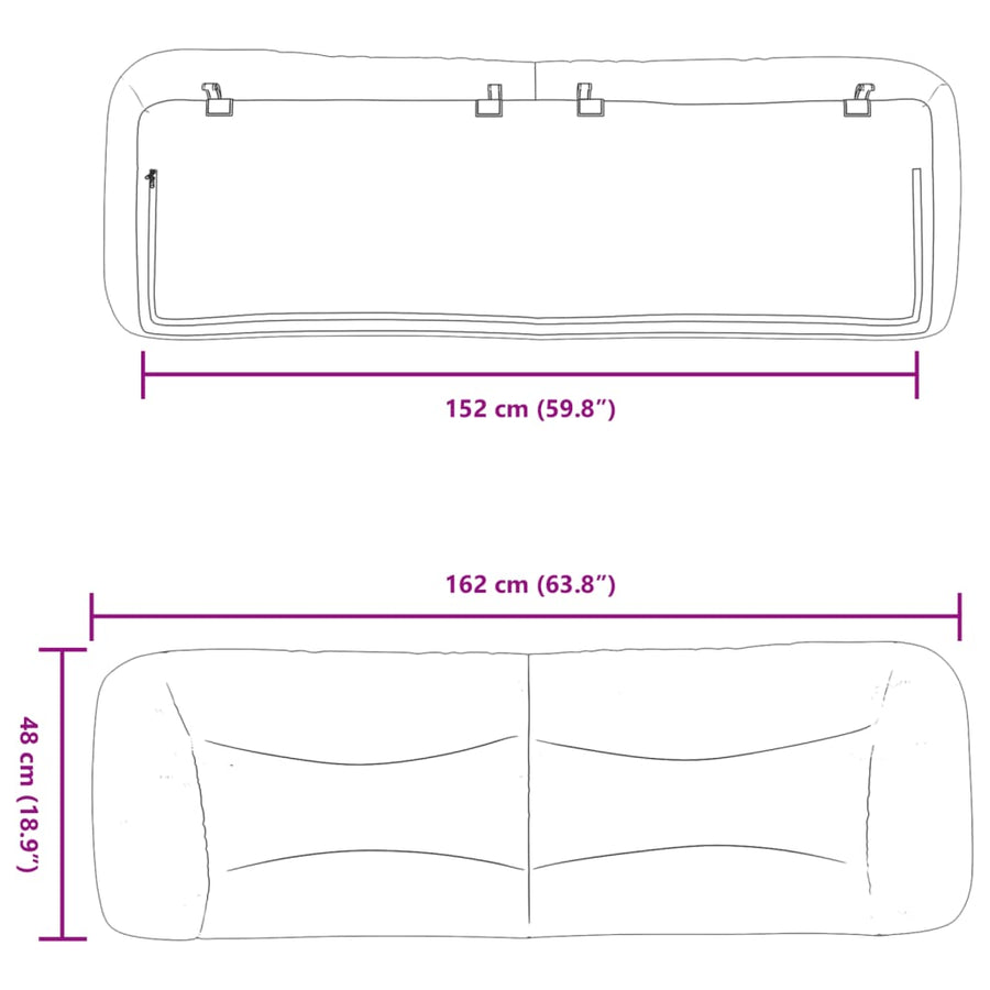 Headboard Cushion "Hvar" Black 152 cm Queen Faux Leather