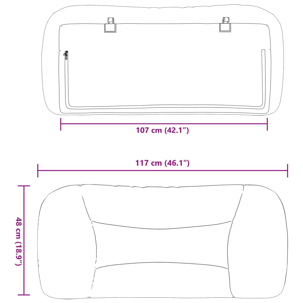 Headboard Cushion "Hvar" Dark Grey 107 cm King Single Fabric