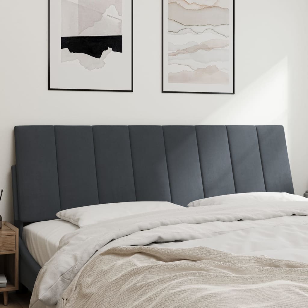 Headboard Cushion "Hanko" Dark Grey 152 cm Queen Velvet