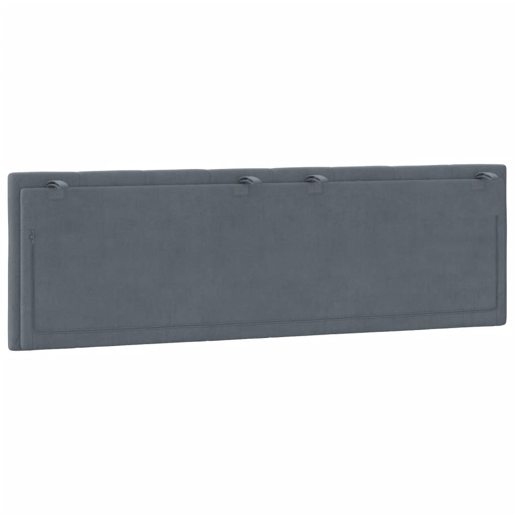 Headboard Cushion "Hanko" Dark Grey 152 cm Queen Velvet