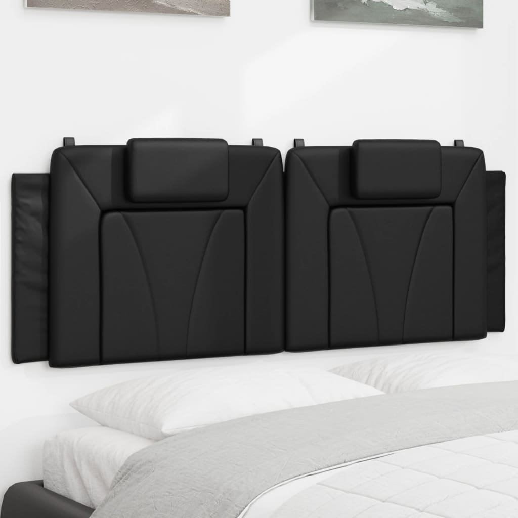 Headboard Cushion "Viana" Black 137 cm Double Faux Leather