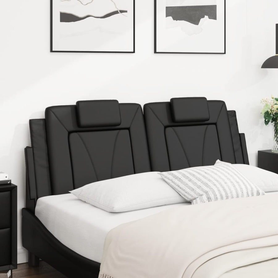 Headboard Cushion "Viana" Black 152 cm Queen Faux Leather