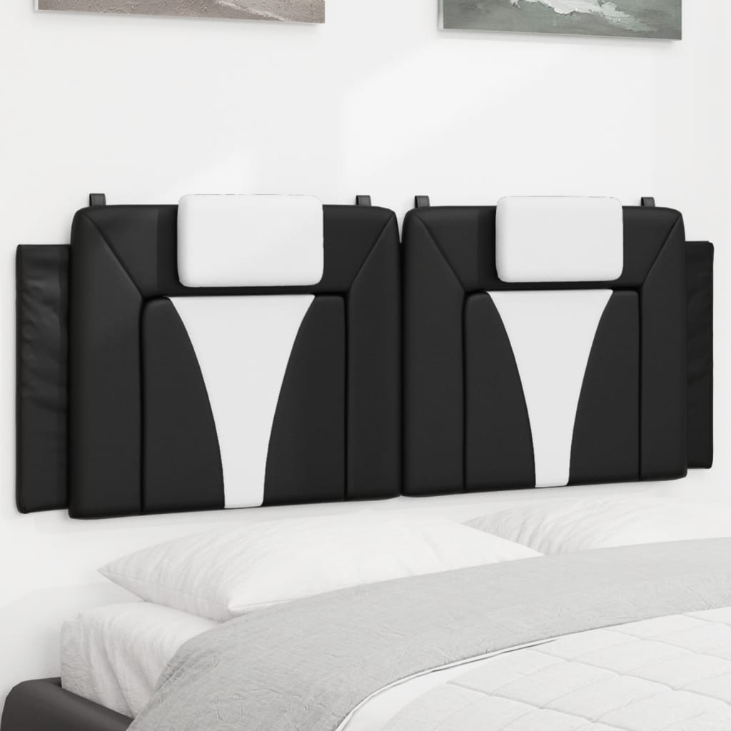 Headboard Cushion "Viana" Black and White 152 cm Queen Faux Leather