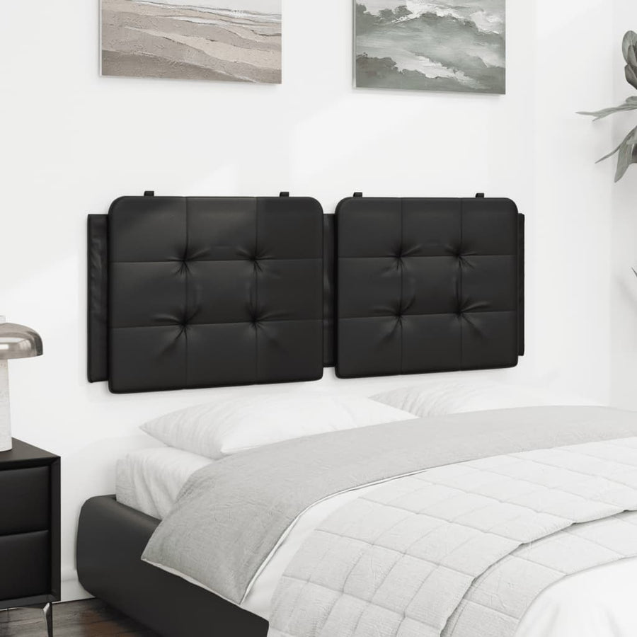 Headboard Cushion "Zadar" Black 137 cm Double Faux Leather