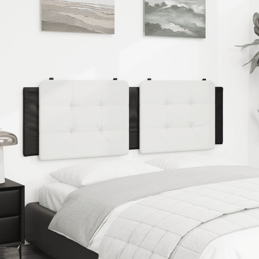 Headboard Cushion "Zadar" White and Black 152 cm Queen Faux Leather