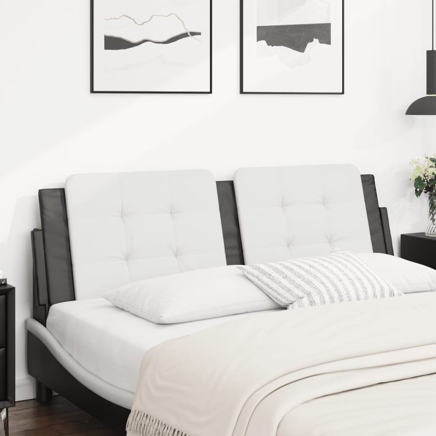 Headboard Cushion "Zadar" White and Black 152 cm Queen Faux Leather