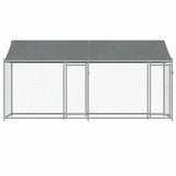 Dog Cage with Roof and Doors Grey 4x2x2 m Galvanised Steel