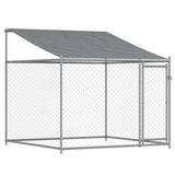 Dog Cage with Roof and Doors Grey 4x2x2 m Galvanised Steel - Top-Down View