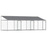 Dog Cage with Roof and Doors Grey 6x2x2 m Galvanised Steel - Front View