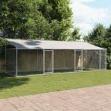 Dog Cage with Roof and Doors Grey 6x2x2 m Galvanised Steel - Side View