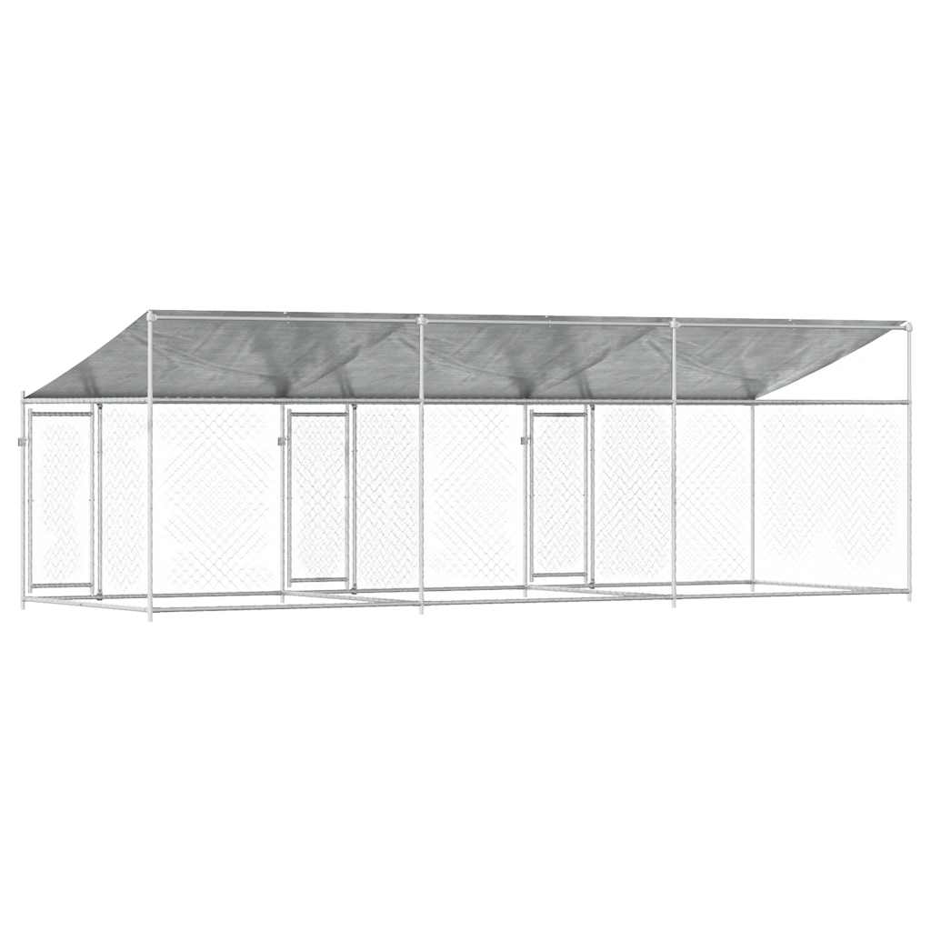 Dog Cage with Roof and Doors Grey 6x2x2 m Galvanised Steel