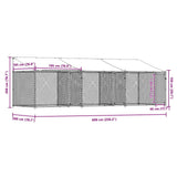 Dog Cage with Roof and Doors Grey 6x2x2 m Galvanised Steel - Extra Image