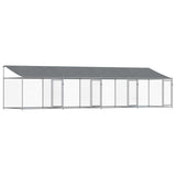 Dog Cage with Roof and Doors Grey 8x2x2 m Galvanised Steel - Front View