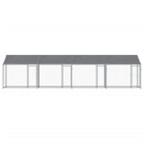 Dog Cage with Roof and Doors Grey 8x2x2 m Galvanised Steel - Front View