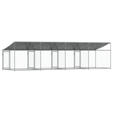 Dog Cage with Roof and Doors Grey 8x2x2 m Galvanised Steel - Side View