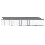Dog Cage with Roof and Doors Grey 10x2x2 m Galvanised Steel - Front View