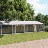Dog Cage with Roof and Doors Grey 10x2x2 m Galvanised Steel - Side View
