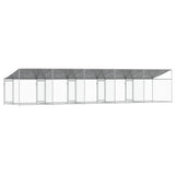 Dog Cage with Roof and Doors Grey 10x2x2 m Galvanised Steel - Rear View