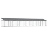 Dog Cage with Roof and Doors Grey 12x2x2 m Galvanised Steel - Front View