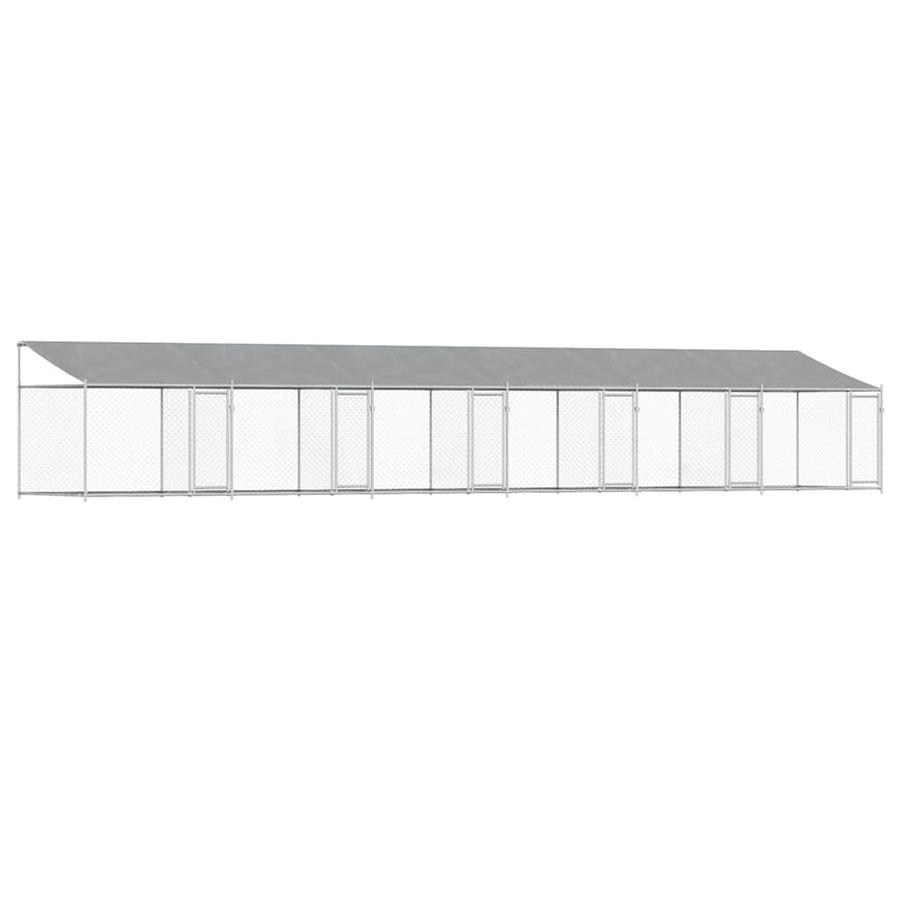 Dog Cage with Roof and Doors Grey 12x2x2 m Galvanised Steel