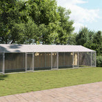 Dog Cage with Roof and Doors Grey 12x2x2 m Galvanised Steel