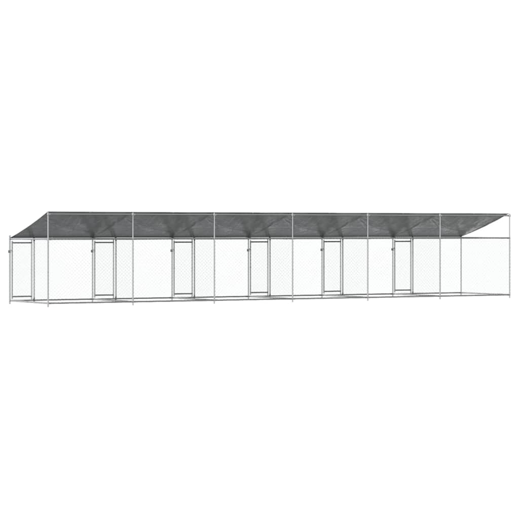 Dog Cage with Roof and Doors Grey 12x2x2 m Galvanised Steel
