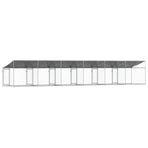 Dog Cage with Roof and Doors Grey 12x2x2 m Galvanised Steel