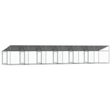 Dog Cage with Roof and Doors Grey 12x2x2 m Galvanised Steel - Side View