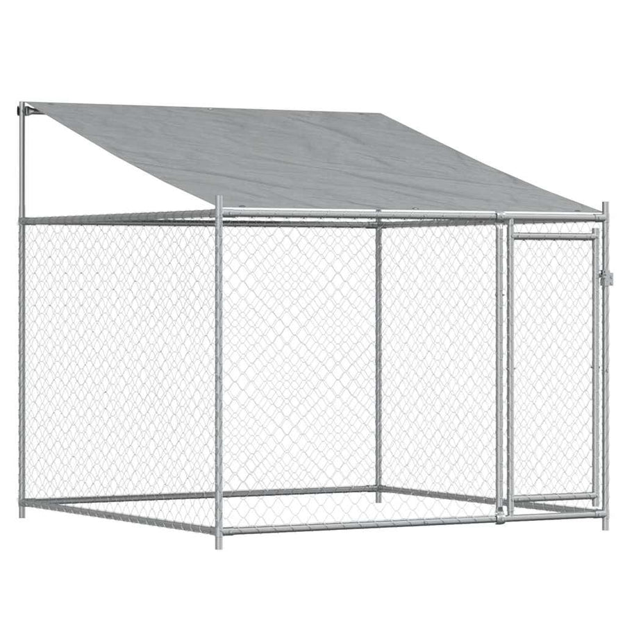 Dog Cage with Roof and Doors Grey 12x2x2 m Galvanised Steel