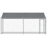 Dog Cage with Roof and Door Grey 4x2x2 m Galvanised Steel