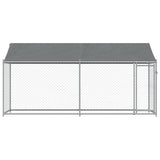 Dog Cage with Roof and Door Grey 4x2x2 m Galvanised Steel - Top-Down View