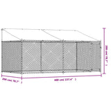 Dog Cage with Roof and Door Grey 4x2x2 m Galvanised Steel - Extra Image