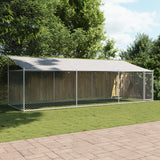 Dog Cage with Roof and Door Grey 6x2x2 m Galvanised Steel - Side View