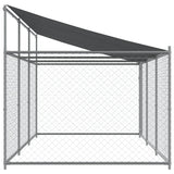 Dog Cage with Roof and Door Grey 6x2x2 m Galvanised Steel - Side View