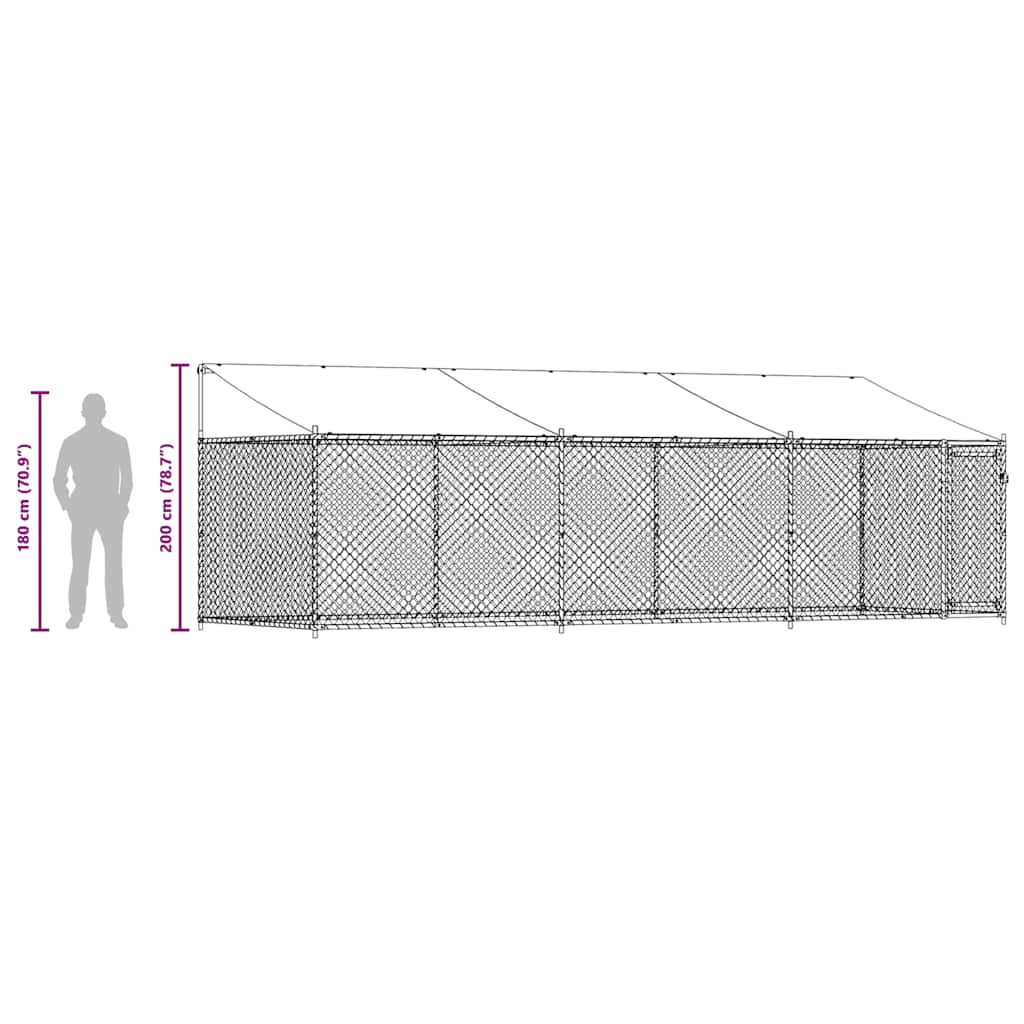 Dog Cage with Roof and Door Grey 6x2x2 m Galvanised Steel