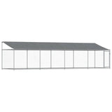 Dog Cage with Roof and Door Grey 8x2x2 m Galvanised Steel - Front View