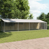Dog Cage with Roof and Door Grey 8x2x2 m Galvanised Steel - Side View