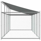 Dog Cage with Roof and Door Grey 8x2x2 m Galvanised Steel - 45-Degree Angle