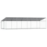 Dog Cage with Roof and Door Grey 8x2x2 m Galvanised Steel - Rear View