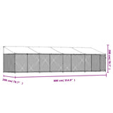 Dog Cage with Roof and Door Grey 8x2x2 m Galvanised Steel - 45-Degree Angle