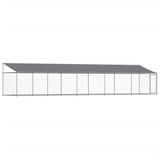 Dog Cage with Roof and Door Grey 10x2x2 m Galvanised Steel - Front View