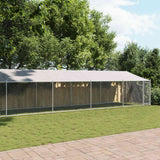 Dog Cage with Roof and Door Grey 10x2x2 m Galvanised Steel