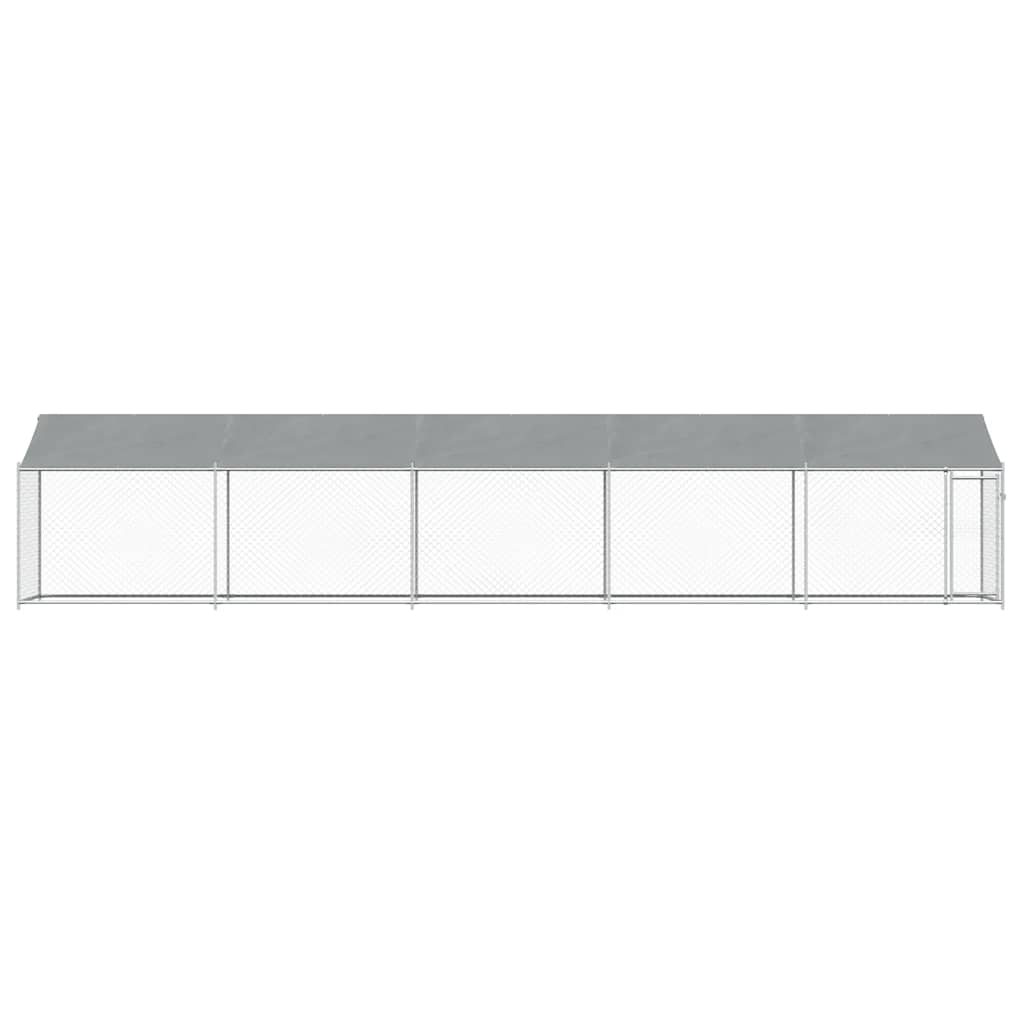 Dog Cage with Roof and Door Grey 10x2x2 m Galvanised Steel
