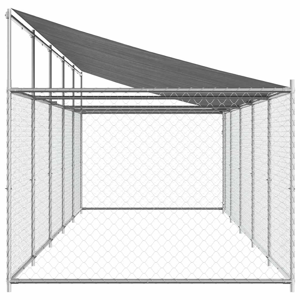 Dog Cage with Roof and Door Grey 10x2x2 m Galvanised Steel
