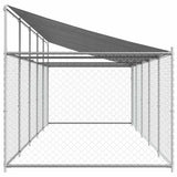 Dog Cage with Roof and Door Grey 10x2x2 m Galvanised Steel