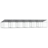 Dog Cage with Roof and Door Grey 10x2x2 m Galvanised Steel
