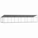 Dog Cage with Roof and Door Grey 10x2x2 m Galvanised Steel - Rear View