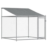 Dog Cage with Roof and Door Grey 10x2x2 m Galvanised Steel - Close-Up Angle