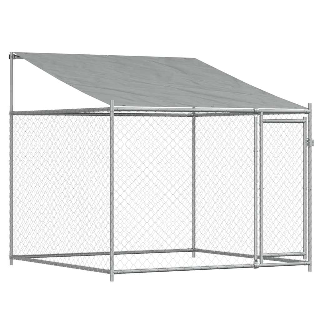 Dog Cage with Roof and Door Grey 10x2x2 m Galvanised Steel