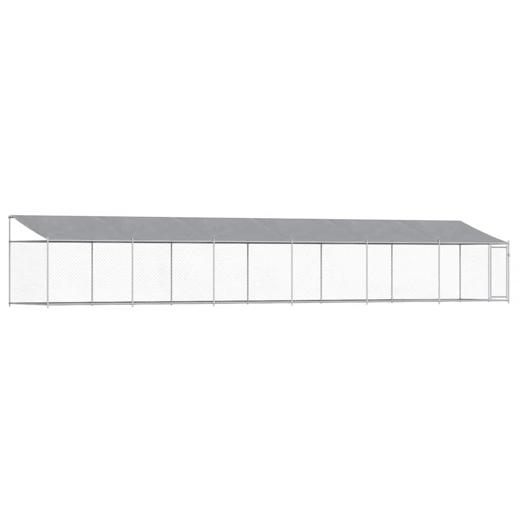 Dog Cage with Roof and Door Grey 12x2x2 m Galvanised Steel